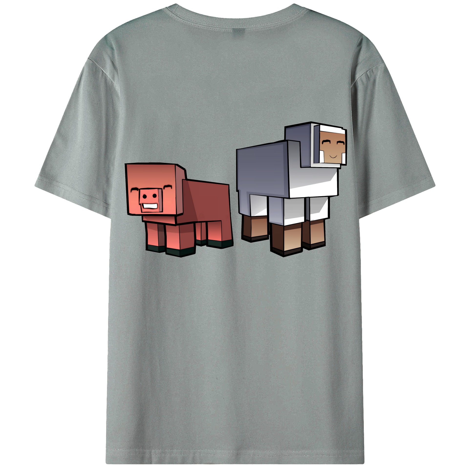 （画像用） マインクラフト ブロックの世界 Minecraft MC Block world 綿100％ メンズ半袖Tシャツ（バックプリント） 通気性